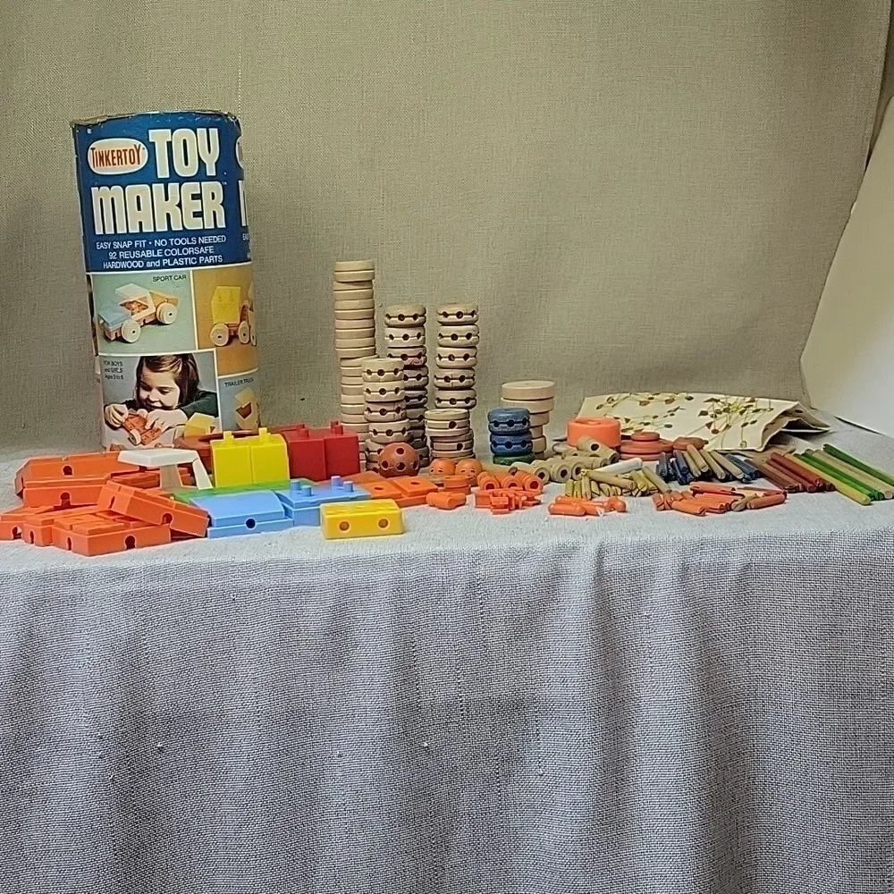 TinkerToy Toy‎ Maker Easy Snap Reusable Wood Plastic No 444
